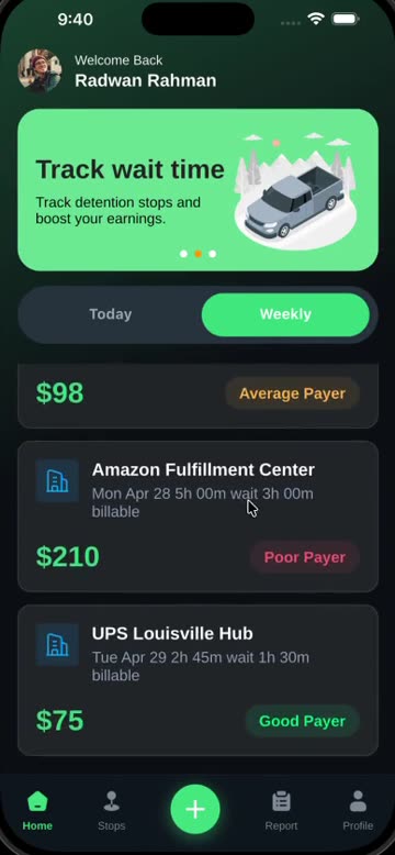 GetDockPay dashboard showing detention owed by facility, with Dock Scores and Broker Pay Scores